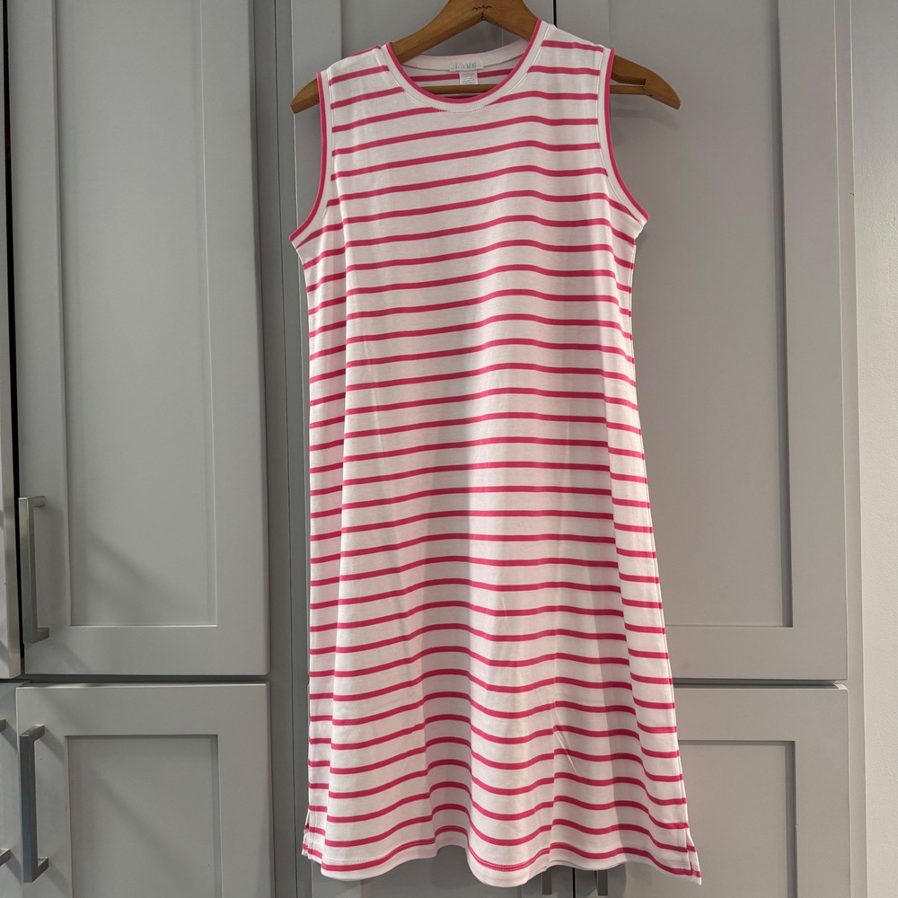 NWOT LAKE Pajamas Womens XS Pink White Striped Pima Cotton Sleeveless‎ Nightgown